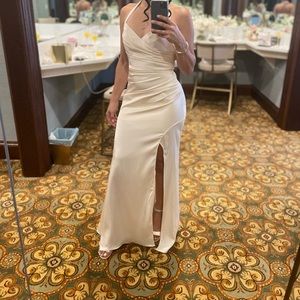 Azazie Kylie & Kendall champagne dress